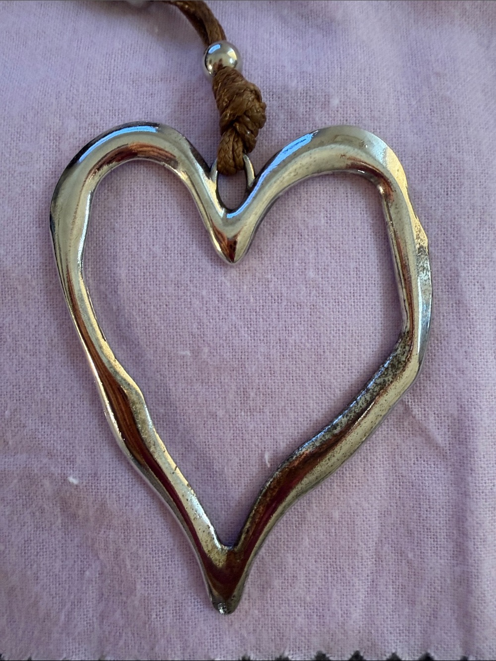 Brown Cord Necklace with Silver TONE Heart Pendant - Women's Jewelry - Picture 7 of 8